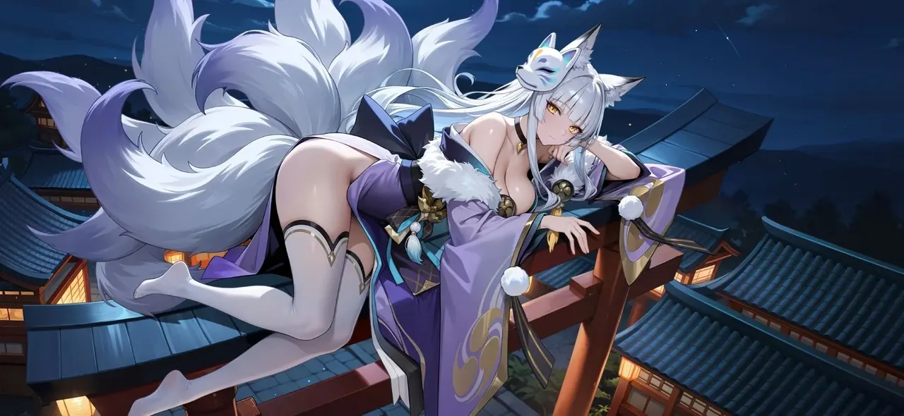 Tamamo, Fox Enchantress, official art from Dragon Traveler